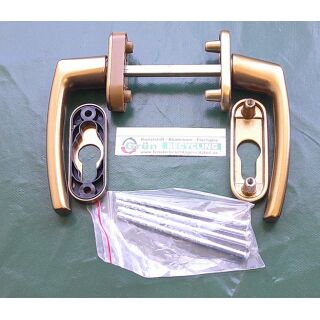 ROTO Line Balkontür Rosetten Garnitur Bronze - Vierkant 100 x 7mm - Lochabstand 43mm - 1924862 FachP4245