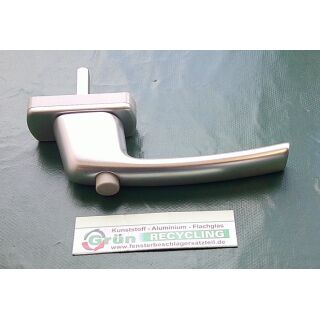Fenstergriff mit Druckknopf Silber - Vierkant 34 x 7mm , Lochabstand 43 mm FachP4251