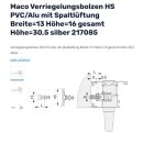 MACO Verriegelungsbolzen HS 15mm NB=13mm mit Sparlüftung Silber FachX2880