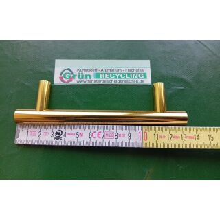 Ziehgriff - Stoßgriff Gold , 135mm Länge x 12mm Stärke - Stütze 25 mm - Stützenabstand 95mm SchrankP349/3