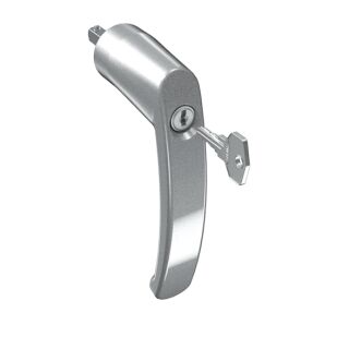 SIEGENIA Fenstergriff Hebel LM Globe RR mit Rosette Abschließbar silber FachX1522