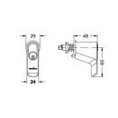 SCHÜCO RC- Fenstergriff kurz, abschließbar mit 1 Schlüssel (Schließung 932) INOX