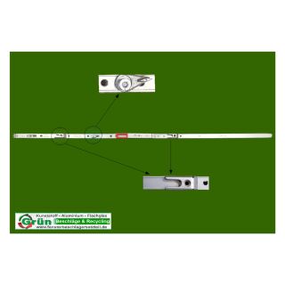 ROTO NT Stulpflügelgetriebe konstant 890 | FFH 801–1000 mm | 2 Stahl-Schließstücke | 1 Bediensperre KR02/14
