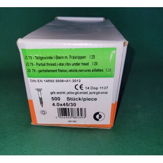 Spanplattenschraube 4x45/30 TGW TX20 500Stk Aussenh/Regal1/01