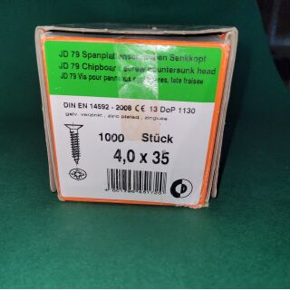 Spanplattenschraube 4x35 Kreuz 1000Stk Aussenh/Regal1/03