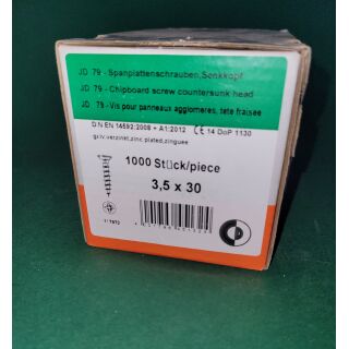Spanplattenschraube 3,5x30 Kreuz 1000Stk Aussenh/Regal1/10