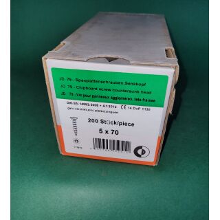 Spanplattenschraube 5x70 Kreuz 200Stk Aussenh/Regal1/15
