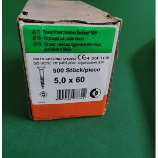 Spanplattenschraube 5x60 TGW Kreuz 500STK Aussenh/Regal1/19