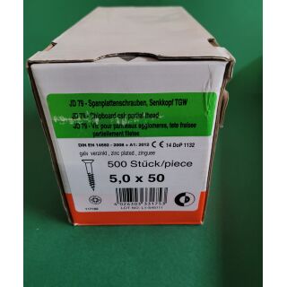 Spanplattenschraube 5x50 Kreuz 500STK Aussenh/Regal1/20