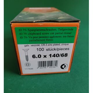 Spanplattenschraube 6x140 TGW Kreuz 100STK Aussenh/Regal1/30