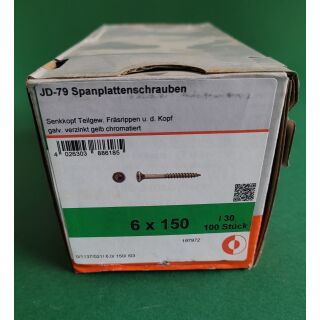 Spanplattenschraube 6x160 TGW TX 100STK Aussenh/Regal1/32