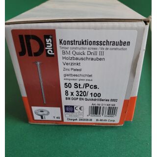 Konstruktionsschraube 8x320 Tellerkopf I-Stern galvanisch verzinkt 50STK Aussenh/Regal1/46