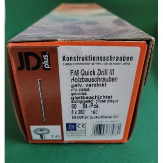 Konstruktionsschraube 8x360 Tellerkopf I-Stern galvanisch verzinkt 50STK Aussenh/Regal1/48