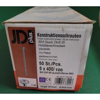 Konstruktionsschraube 8x400 Tellerkopf I-Stern galvanisch verzinkt 50STK Aussenh/Regal1/50