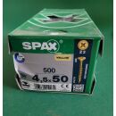 Spax-Schrauben 4,5x50 500Stk Z2 Gelb Aussenh/Regal2/20
