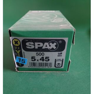 Spax-Schrauben 5x45 500Stk Z2 Gelb Aussenh/Regal2/26