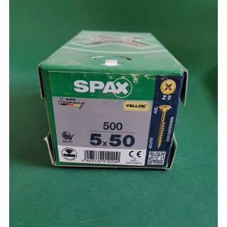 Spax-Schrauben 5x50 500Stk Z2 Gelb Aussenh/Regal2/27