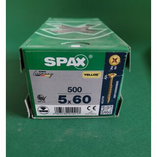 Spax-Schrauben 5x60 500Stk Z2 Gelb Aussenh/Regal2/28