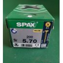 Spax-Schrauben 5x70 200Stk Z2 Gelb Aussenh/Regal2/29