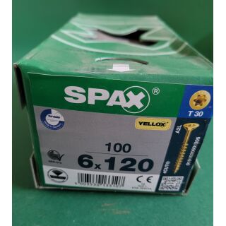 Spax-Schrauben 6x120 100Stk T30 Gelb Aussenh/Regal2/32
