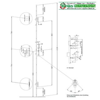 WINKHAUS MehrfachverriegelungT-F1660 L03/35 92/8 M2 MC Rechts / Links verwendbar Container2