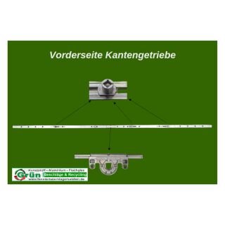 ROTO NT Kantengetriebe mittig variabel | Dorn 15 mm | Gr 1100 | FFH 801 - 1100 mm | Griffhöhe 401 - 550 mm | 3 E-Zapfen | KR09/08