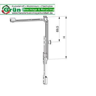 MACO Eckumlenkung senkrecht mit Zahnkästchen verlängerbar mit 1 i.S. FFH 750-2.800 silber FachVR4/309