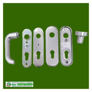 HOPPE Schutz-Wechselgarnitur mit Schutz-Kurzschild Paris 58/3331K/353K-1/138L Alu/silber FachVRFR/16