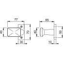 HOPPE Türknauf auf eckiger Rosette | Flachform | verkröpft| Aluminium silber eloxiert | Fix-Knopf | 1 Stück FachVRFR/27