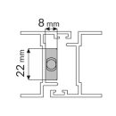 FAPIM Kantenriegel 22x220 mm für Beschlagnut 8 mm  ALU silber elox. FachP5437
