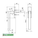 GIESSE Fenstergriff  KORA Steckgriff mit langem Griff...