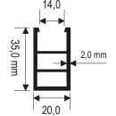 Flügelprofil 20x35x6000mm Weiß