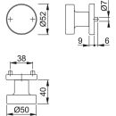 Türknopf auf Rosette 58/42 KV F1