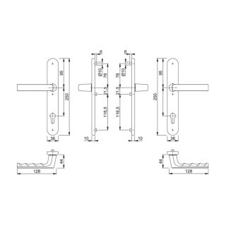 Hoppe Hamburg Schmalrahmen Drückergartniur Edelstahlfarben matt Ho 099KH/3357N/1700FA Grt F31-1 PZ92TS72 12171013