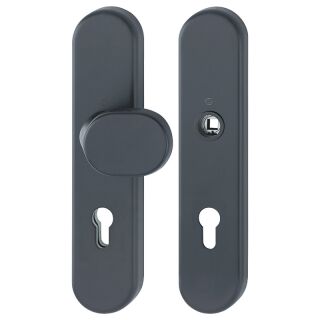 Hoppe Einbruchsschutz Wohnungseingangs - Langschild - Wechselgarnitur E86G/3331/3310, Alu schwarz matt F9714M, Schildbreite 54mm 11982214
