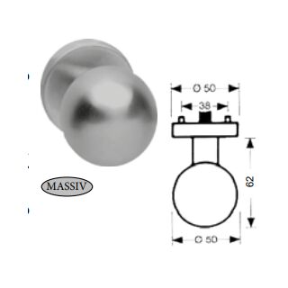 Türknopf Drehbar  Kugelform Edelsthal drehbar auf Rosette 8 mm FachP4596